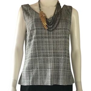 St John V-Neck Tank Black & White Size 10